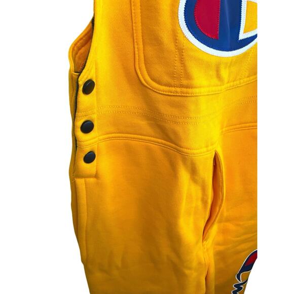 Champion Super‎ Fleece 3.0 Sweatpant Overalls Size XS Yellow Blue Embroidered - Picture 6 of 11